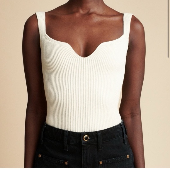 KHAITE The Yves Cream Ribbed Bodysuit - Picture 6 of 9